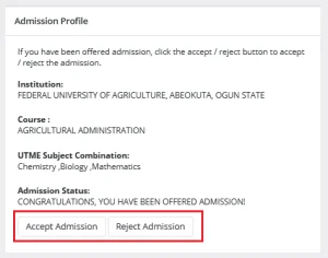 Accepting admission 