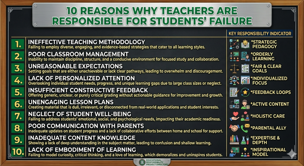 10 reasons why teachers are responsible for students' failure