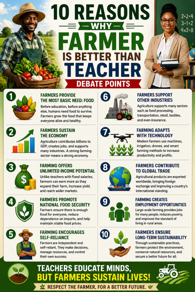 10 reasons why farmer is better than teacher debate points