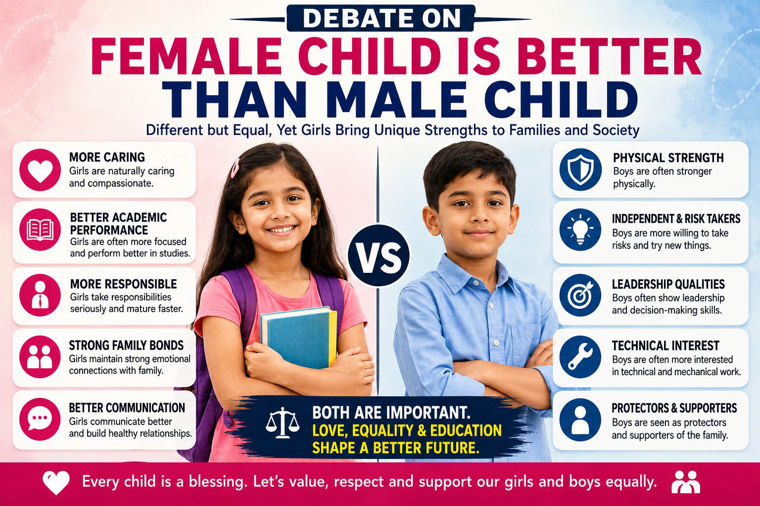 Debate on Female Child Is Better Than Male Child