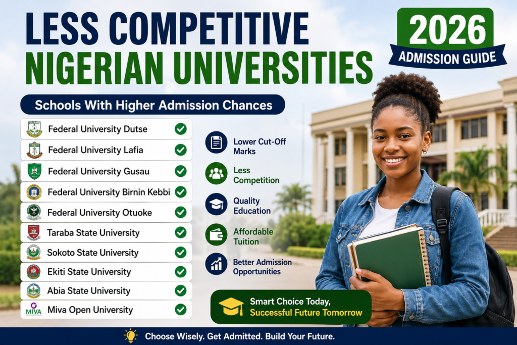 Less Competitive Nigerian Universities 2026 Schools With Higher Admission Chances