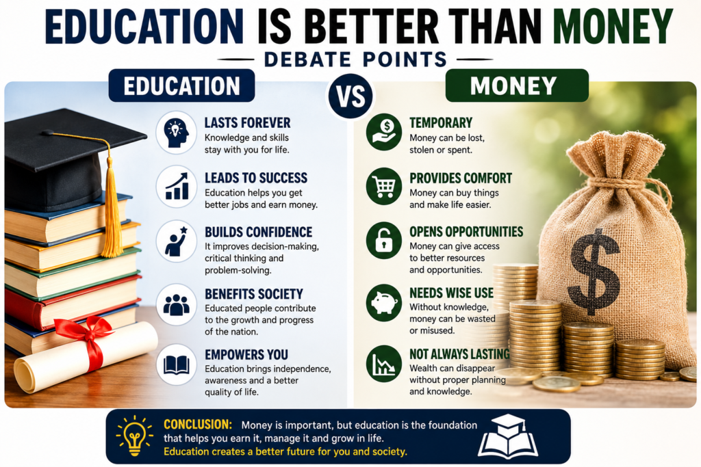 education is better than money debate point