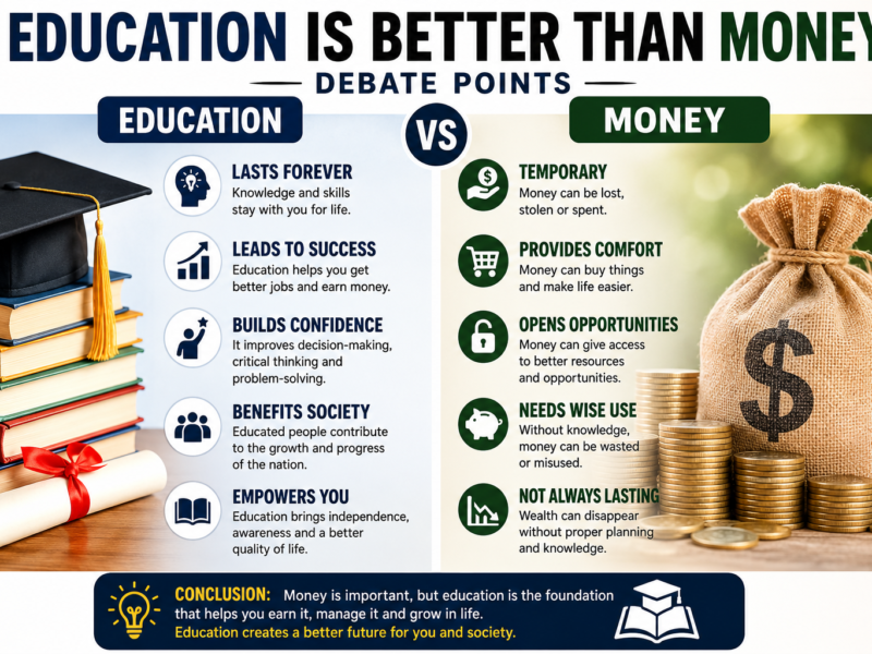 education is better than money debate point