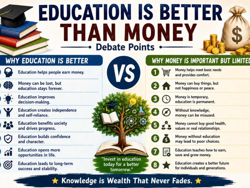education is better than money debate points