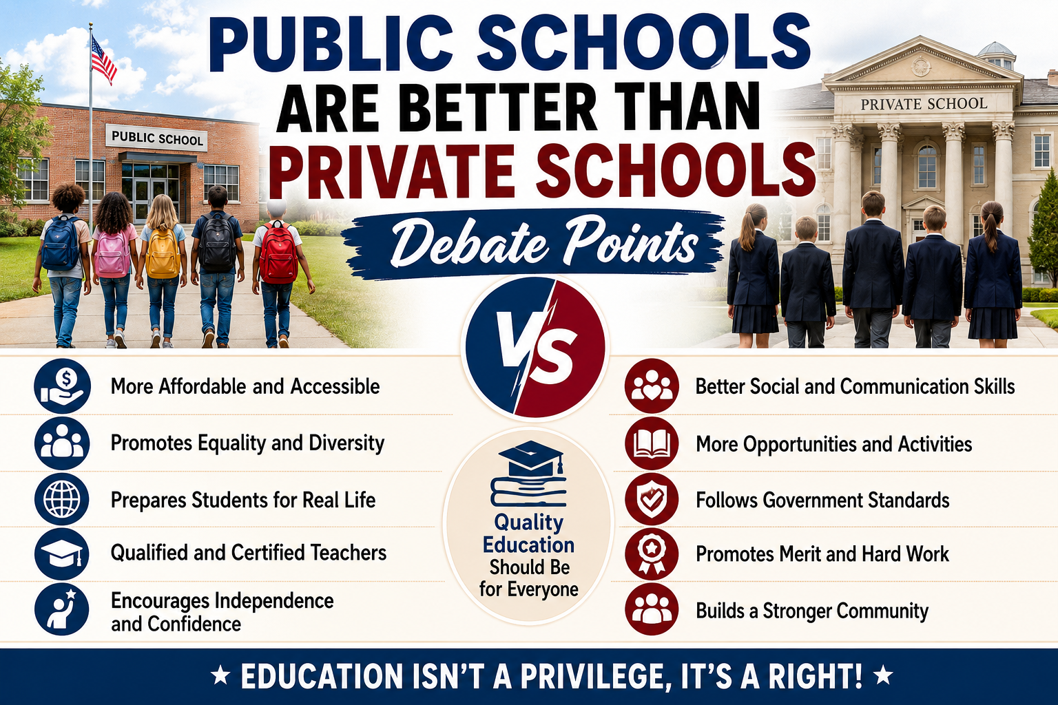 public schools are better than private schools debate points