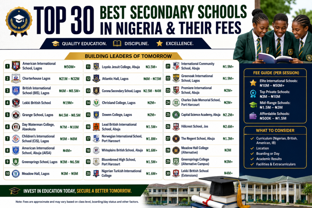 top 30 best secondary schools in nigeria and their fees