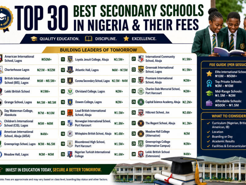 top 30 best secondary schools in nigeria and their fees