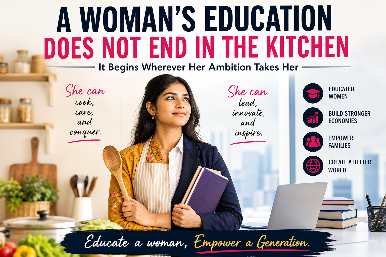 woman education does not end in the kitchen debate points
