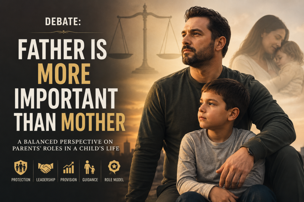 write a debate on father is more important than mother