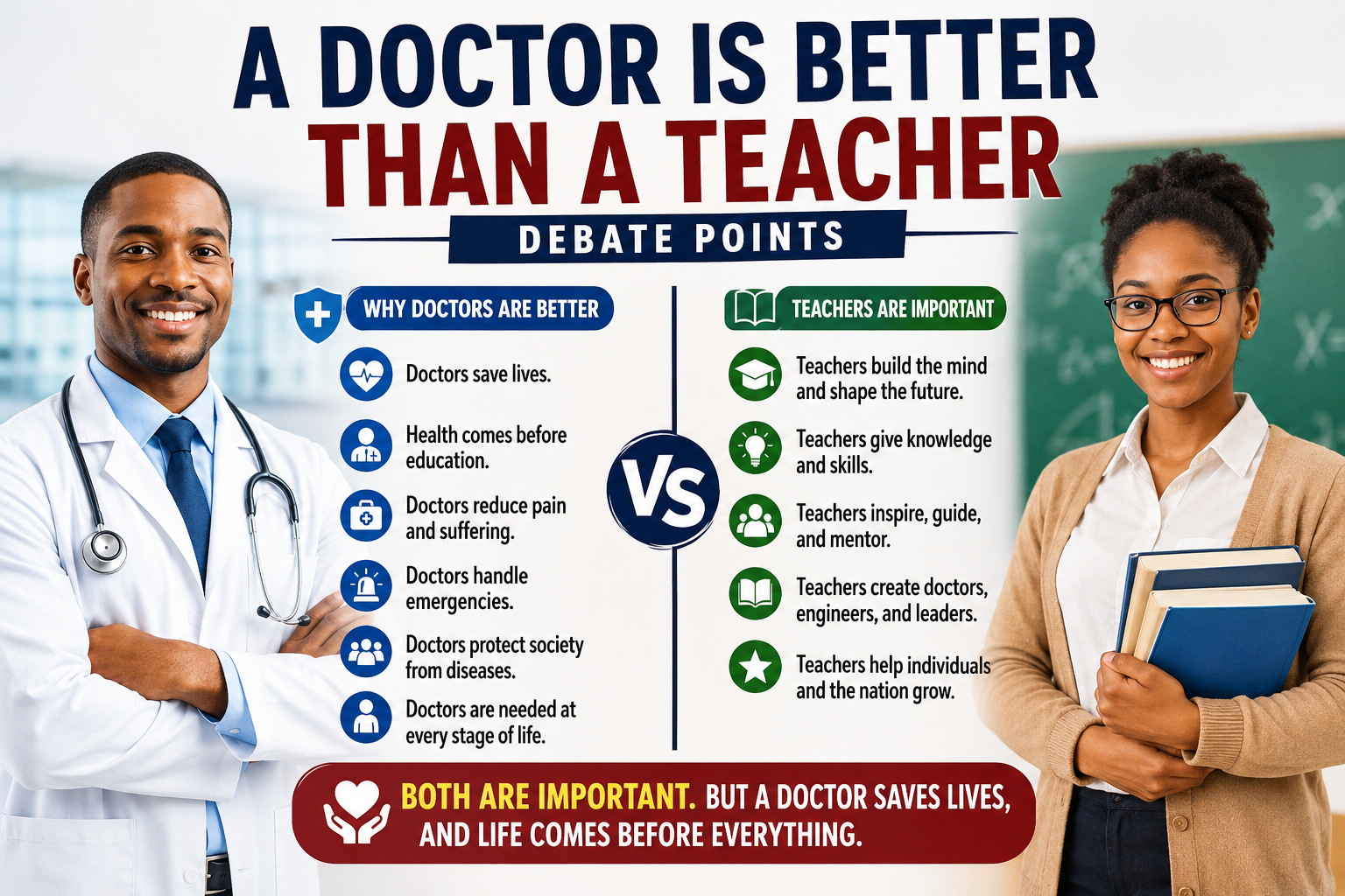 A Doctor Is Better Than a Teacher Debate Points