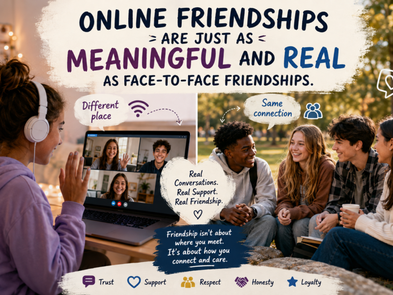 Online friendships are just as meaningful and real as face-to-face friendships.
